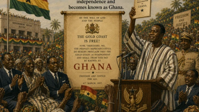 1957 6th March— Ghana Independence Day Celebration Dr. Kwame Nkrumah celebrating Ghana’s independence on 6th March 1957