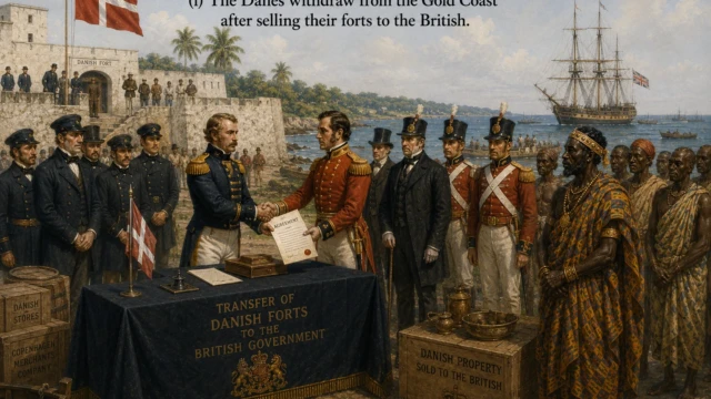 1850 —Danes Sell Their Forts to the British The Danes withdraw from the Gold Coast after selling their forts to Britain.