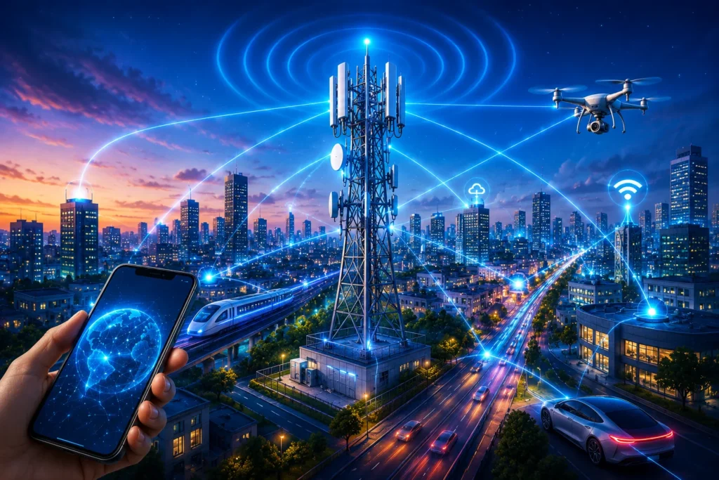 5G technology enables faster internet speeds and improved mobile communication worldwide.